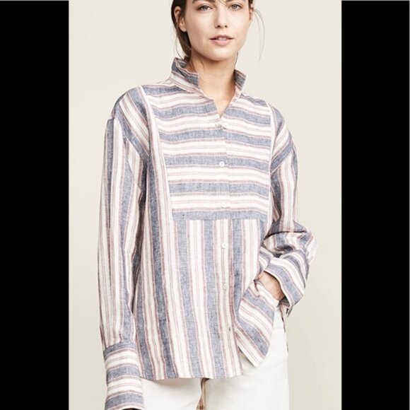 Frame Linen Striped Oversized Shirt - Picture 10 of 10